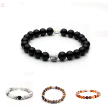 2017 fashion natural blackstone stone lava-rock natural white stone bracelet for young people